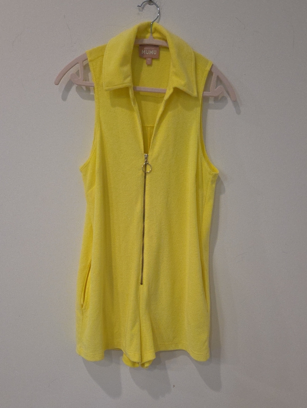 Show Me Your MuMu Yellow Sleeveless Romper with Front Zip